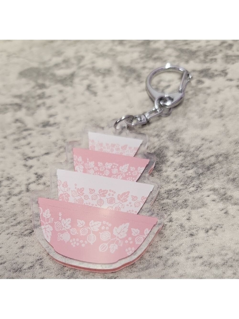 Pyrex Gooseberry stack Keychain Keyring